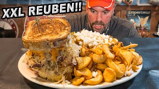 Bildas Massive Corned Beef Reuben Sandwich Challenge w Loaded Chili Cheese Fries [upl. by Moreta]