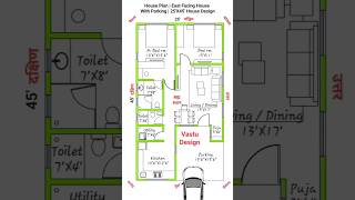 House Plan  East Facing House With Parking  2545 House Design shorts housedesign [upl. by Sink150]