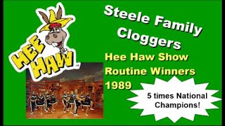 CLOGGING HEE HAW 1989 Steele Family Cloggers 5 time National Champions Roy Clark [upl. by Arykat]