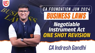 Negotiable Instrument  One shot Revision  CA Foundation Law  June 2024  Indresh Gandhi [upl. by Nonna989]