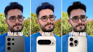 iPhone 16 Pro Max vs Pixel 9 Pro vs Galaxy S24 Ultra  Comparativa de Cámaras [upl. by Adeys]