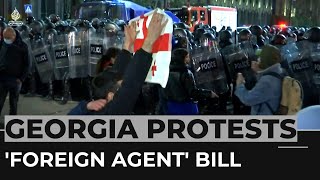 Thousands in Georgia rally against ‘foreign agents’ bill [upl. by Toffic]