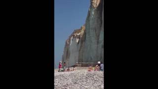 Cliff Collapse at Normandys Petites Dalles Beach Caught on Camera [upl. by Aitat779]