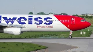 Edelweiss Air A340300 Evening Landing at Calgary Airport [upl. by Noevart]