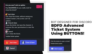 READ DESC Advanced TICKET system with BUTTONS  Bot Designer For Discord Guide [upl. by Antonio]