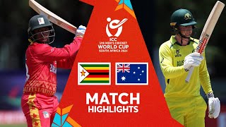 Zimbabwe v Australia  Match Highlights  U19 CWC 2024 [upl. by Naletak]