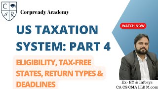 Learn US Taxation Part 4 US Individual Tax Eligibility TaxFree States Return Types amp Deadlines [upl. by Ottie337]