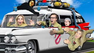 24 Hours in Real Ghostbuster Car to Rescue Best Friend  Giant Influencer Taste Test Challenge [upl. by Jannery]