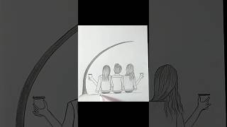 Three Best Friends Drawing  Best Friend Drawing shorts art sketch drawing bff friends [upl. by Adym337]