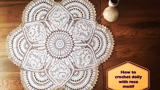 CC How to crochet doily with rose motif Part 1 of 4 [upl. by Chema]