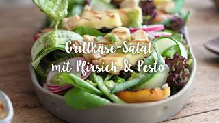 GrillkäseSalat mit Pfirsich und PestoDressing  In Zusammenarbeit mit Springlane [upl. by Nhguaval]