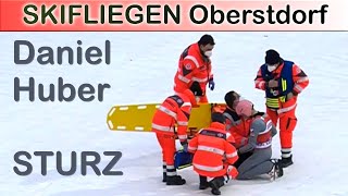 Skifliegen Sturz Oberstdorf von Daniel Huber über 100 KMH [upl. by Nahgem823]