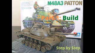 Building the M48A3 Patton Tank 135 Scale Model Kit by Tamiya Part 1 [upl. by Luebke294]