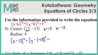 KutaSoftware Geometry Equations Of Circles Part 3 [upl. by Hukill]