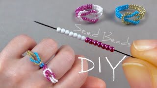 Love Knot Beaded Ring Easy Beaded Ring Tutorial PandaHallSelected [upl. by Nelaf]