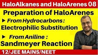 HaloAlkanes and HaloArenes 08  Preparation of HaloArene  Sandmeyer n Gattermann Reaction JEENEET [upl. by Agnola]