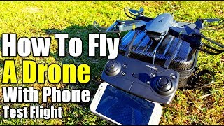 Eachine E58 How To Fly Drone With Phone UFO App Test Flight Review [upl. by Morette]