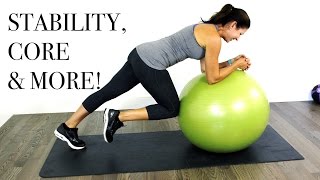 CORE amp MORE Stability Ball WORKOUT  Intermediate Level [upl. by Nelan]