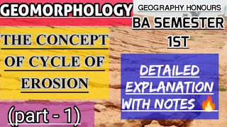 GEOMORPHOLOGYTHE CONCEPT OF THE CYCLE OF EROSION PART  1DAVISCONCEPT OF CYCLE OF EROSION [upl. by Elumas702]