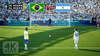 Argentina vs Brazil  Penalty Shootout  Messi vs Neymar  PES 2024 [upl. by Ahsikahs340]