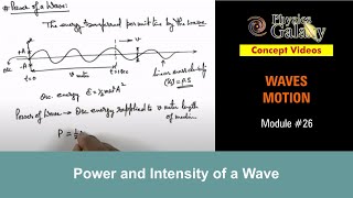 Class 11 Physics  Waves Motion  26 Power and Intensity of a Wave  For JEE amp NEET [upl. by Innor285]