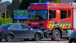 ONGEVAL met NIEUWE AUTOPOMP BRANDWEER Zaventem tijdens spoedrit naar een brandmelding in Vilvoorde [upl. by Havstad]