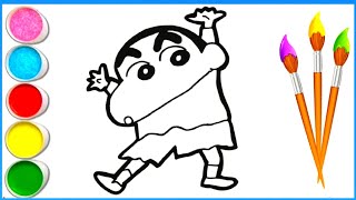 How to Draw Shinchan  painting coloring for kids toddlers  Easy Shinchan Drawing [upl. by Relyhs]