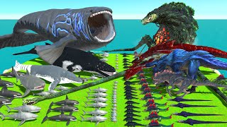 Aquatics Revolt Battle with Bloop Megalodon Whale VS Team Biollante Animal Revolt Battle Simulator [upl. by Petracca26]