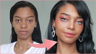 korean makeup transformation 🌸✨ brown skin amp hooded eyes [upl. by Anaderol]