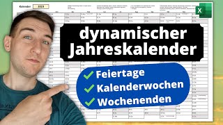 Excel Kalender 2024  mit Feiertagen Kalenderwochen amp Wochenenden ewiger Jahreskalender [upl. by Leverick475]