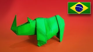 Origami Rinoceronte V2  Tutorial PTBR [upl. by Alliw]