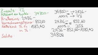 Zinsrechnen mit Verrechnungssteuer S78 Nr5aavi [upl. by Acirred633]