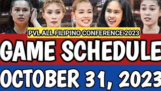 PVL GAME SCHEDULE OCTOBER 31 2023 pvl2023 pvlgameschedule gameschedule pvlschedule pvllive [upl. by Felton]