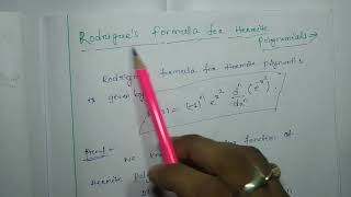 Lect47 Rodrigues Formula for Hermite Polynomial [upl. by Seira406]