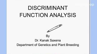 kanaksaxena Quantitative GeneticsDiscriminant Function Analysis by DrKanak On Students Demand [upl. by Kolivas879]