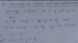 6 Necessary and sufficient condition for differentiability in complex analysis  AdnanAlig [upl. by Goldshell]