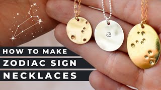 How to make GOLD FILLED amp SILVER zodiac disc necklaces Tutorial [upl. by Adnoral]