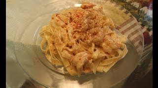 Fettuccine﻿ Alfredo With Shrimp Recipe [upl. by Sheepshanks72]