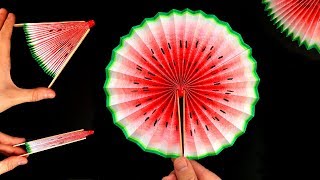 Basteln mit Papier Wassermelonen Fächer selber machen 🍉 DIY Life Hacks gegen Langeweile Geschenk [upl. by Enamrahs]