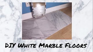 DIY Cheap Marble Floors Apartment Friendly  Kennedi Paige Makeup [upl. by Hein]