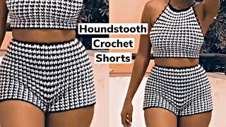 crochet shorts tutorial  houndstooth stitch crochet shorts [upl. by Avenej]