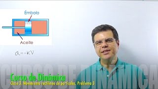 Movimiento rectilíneo de partículas Problema 3 Curso de Dinámica  Clase 3 [upl. by Yht322]