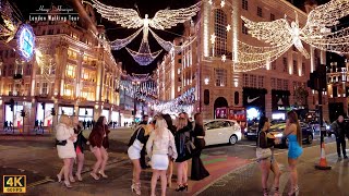 🇬🇧🎄 London Christmas Lights Walk  Central London Night Walk  4K 60fps [upl. by Darej]