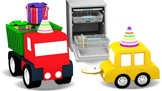 Feliz aniversário caminhão Quatro carros coloridos Desenhos animados em português [upl. by Hakon]