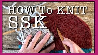 How To SSK  Slip Slip Knit  SSK Knitting Tutorial  How to Decrease Knitting  How to Knit Hats [upl. by Ingaberg876]