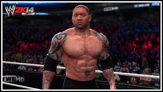 WWE 2K14  Batista 2014 Attire  With New Logo amp Tattoos Superstar Heads [upl. by Oza108]