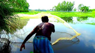 Net Fishing Video। Traditional Cast Net Fishing In Village River । Fishing with a cast net [upl. by Indnahc]