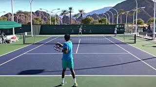 Gael Monfils amp Adrian Mannarino  IW Practice Court Level 60fps [upl. by Otrebilif381]