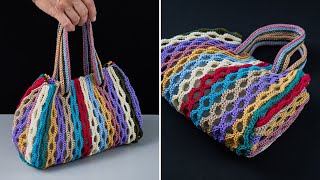 How to crochet a multicolor bag from yarn scraps easily Miarti🧶 [upl. by Annaihr346]