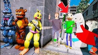 CAN THE ANIMATRONICS HIDE FROM BALDIS BASICS PLAYTIME PRINCIPLE GOTTA SWEEP GTA 5 Mods FNAF [upl. by Cohla]